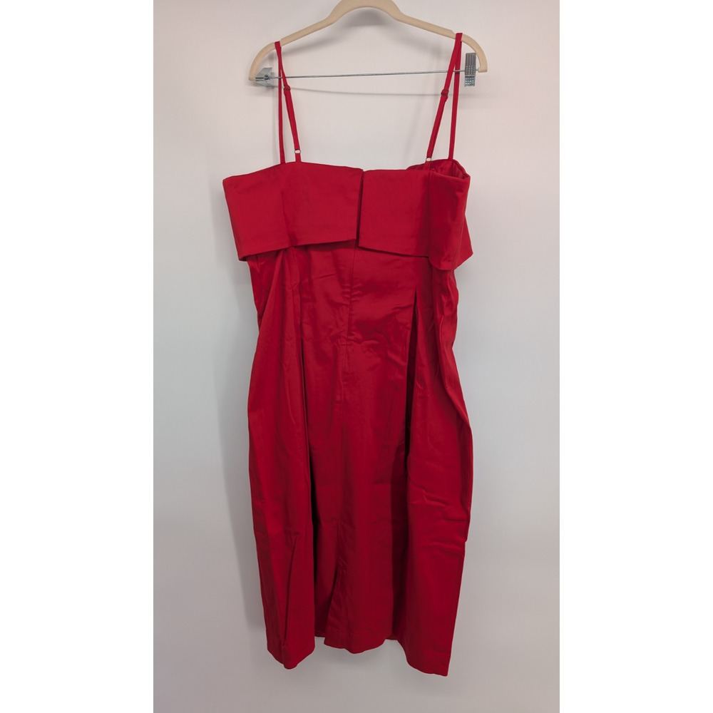 NWT By Anthropologie Sleeveless Foldover Knee-Length Dress Size XL Red MB435 - Picture 5 of 9